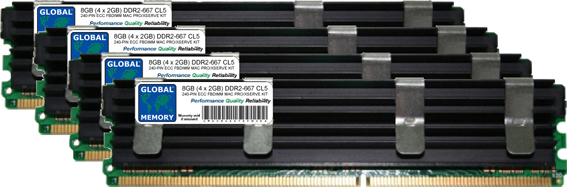 8GB (4 x 2GB) DDR2 667MHz PC2-5300 240-PIN ECC FULLY BUFFERED DIMM (FBDIMM) MEMORY RAM KIT FOR MAC PRO (ORIGINAL/ MID 2006)
